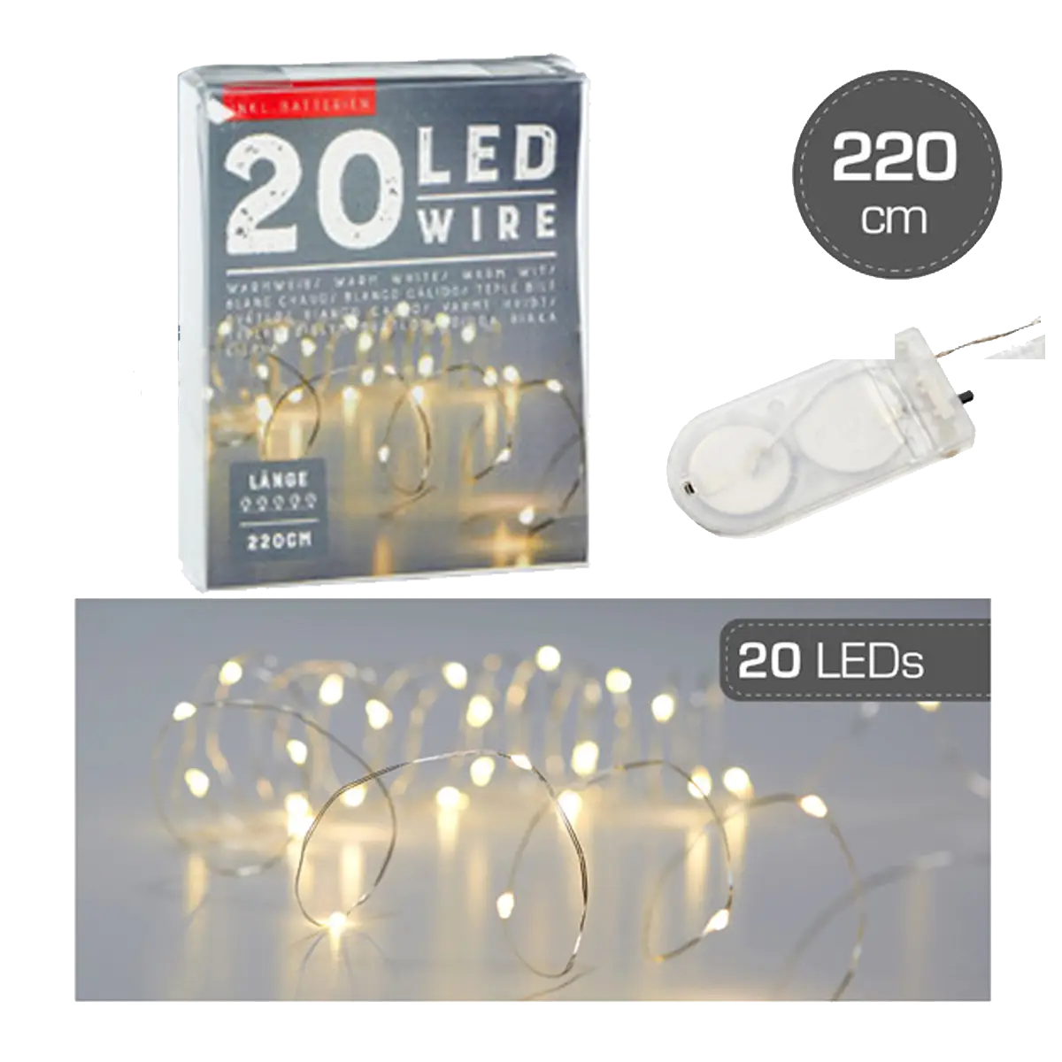 LED Fairy Lights, LED Wire, 20 lights, 220 cm