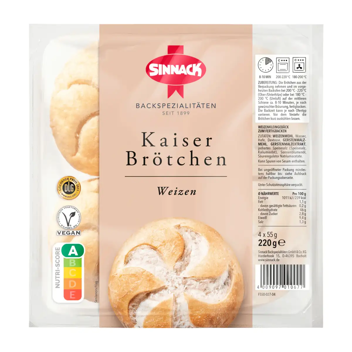 Kaiser Rolls, wheat, 4 pcs