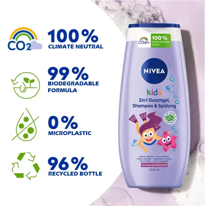 Nivea Kids 3in1 shower, shampoo & conditioner, Berries, 250 ml