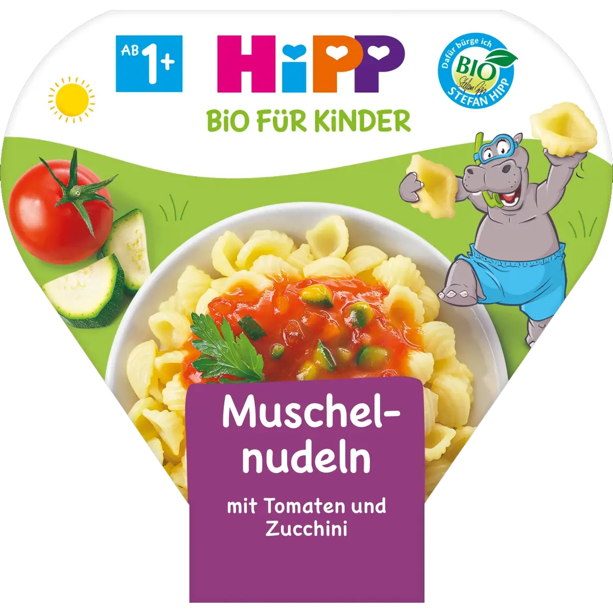 Kinderteller Bio Pasta Muschelnudeln mit Tomaten und Zucchini, ab 1J, 250 g