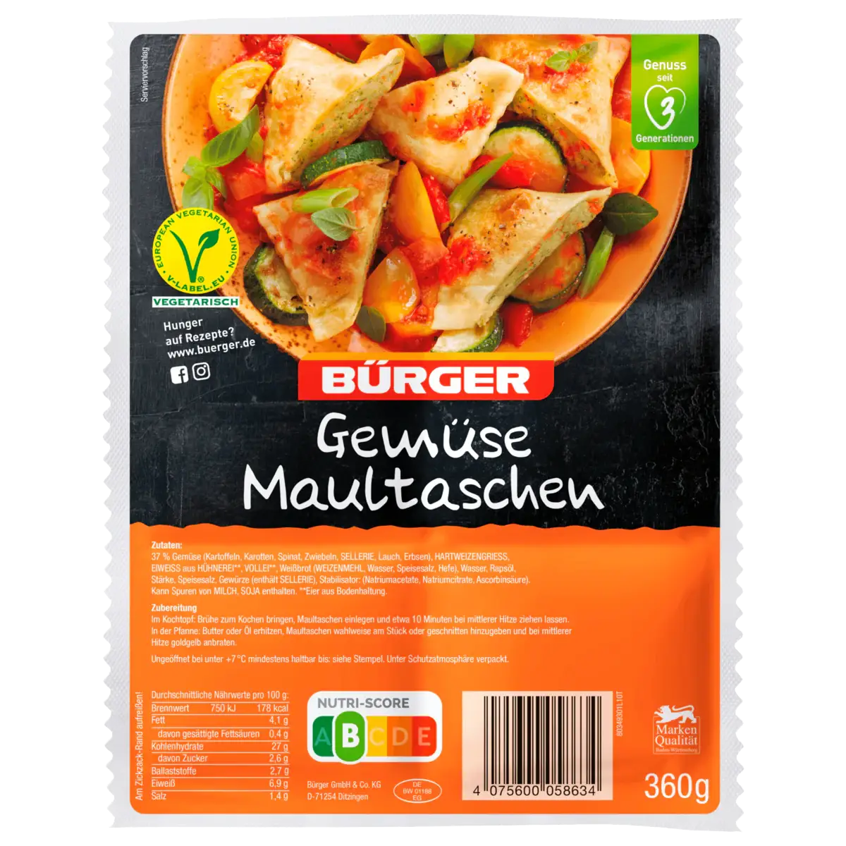 Gemüse-Maultaschen, 360 g