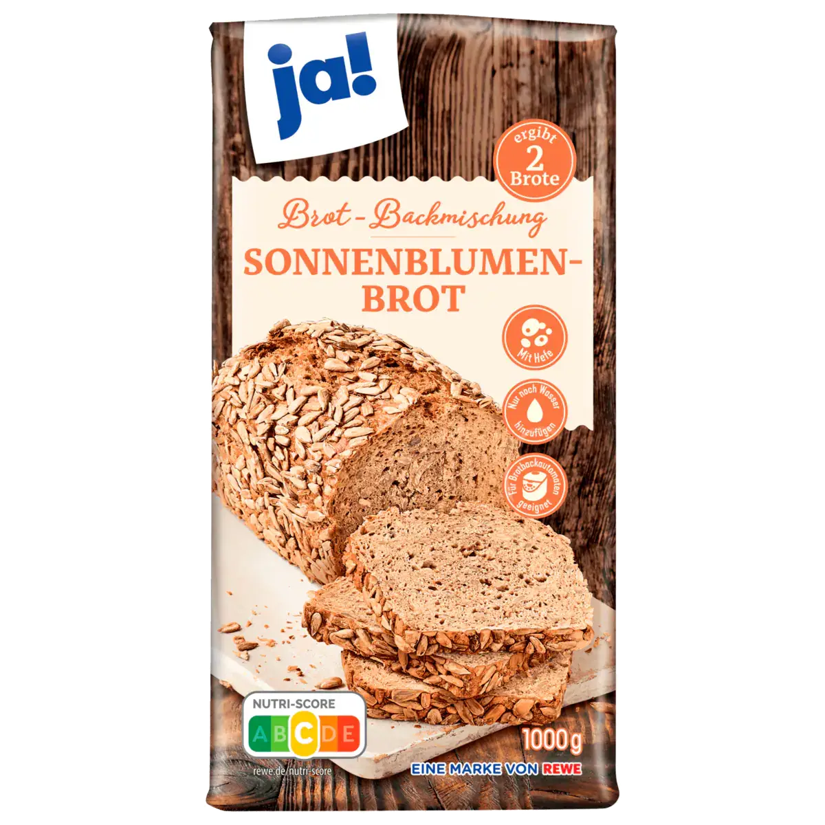 Sunflower-Mix bread dough, for 2 loafs, 1000 g