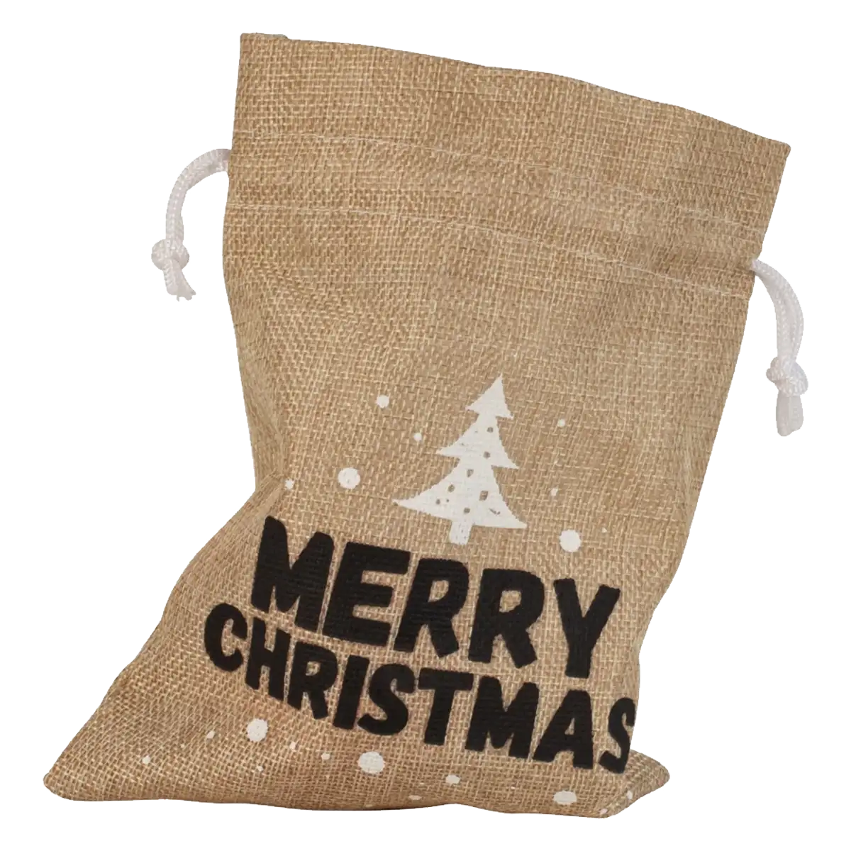 Jute bag "Merry Christmas", brown, 23 cm