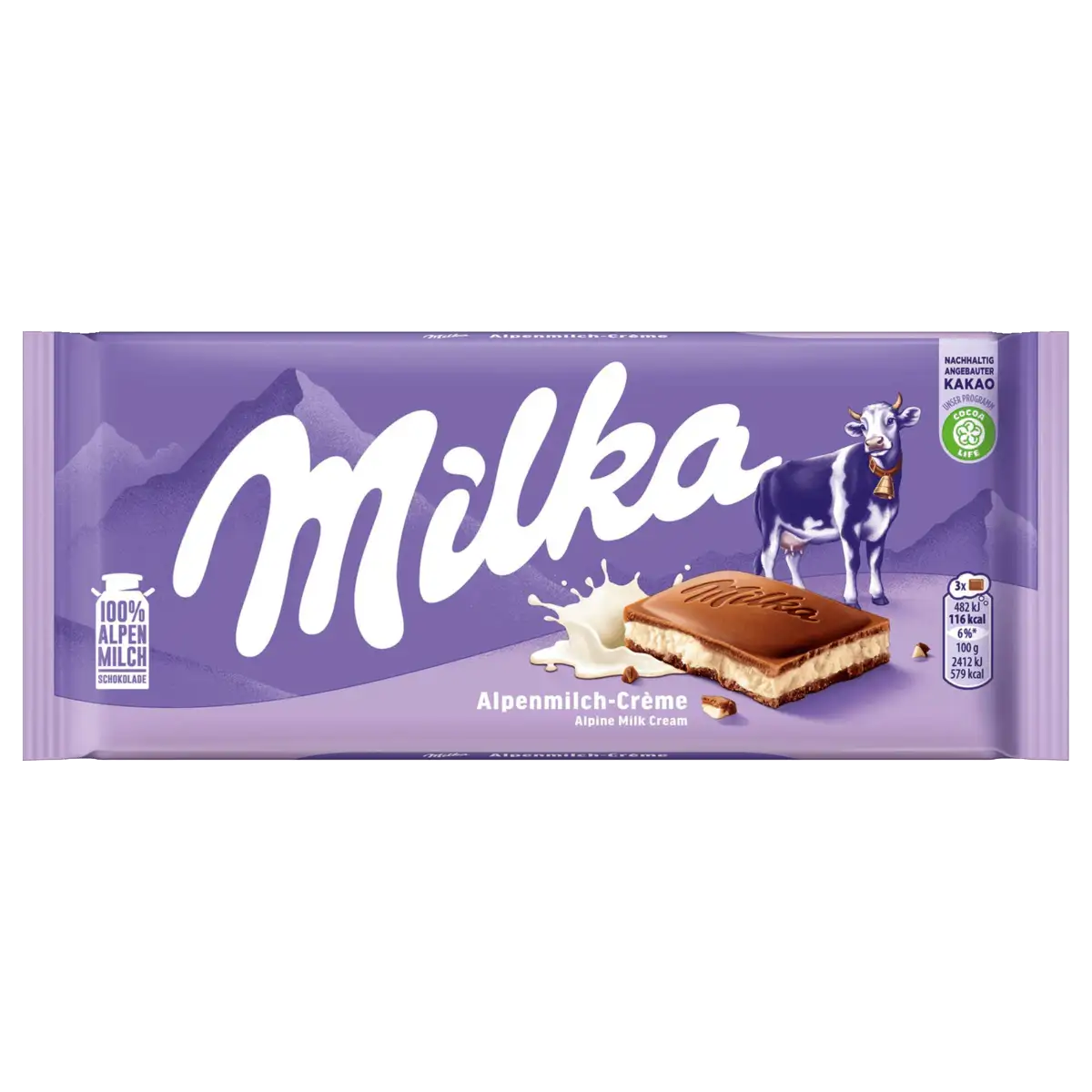 Milka alpine milk creme chocolate, 100 g