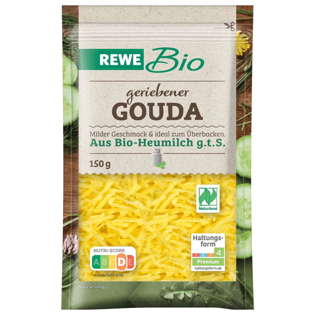 Gouda Cheese 48%, grated, 150 g