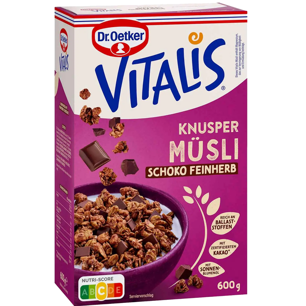 Vitalis Crunchy dark chocolate muesli 'feinherb', 600 g