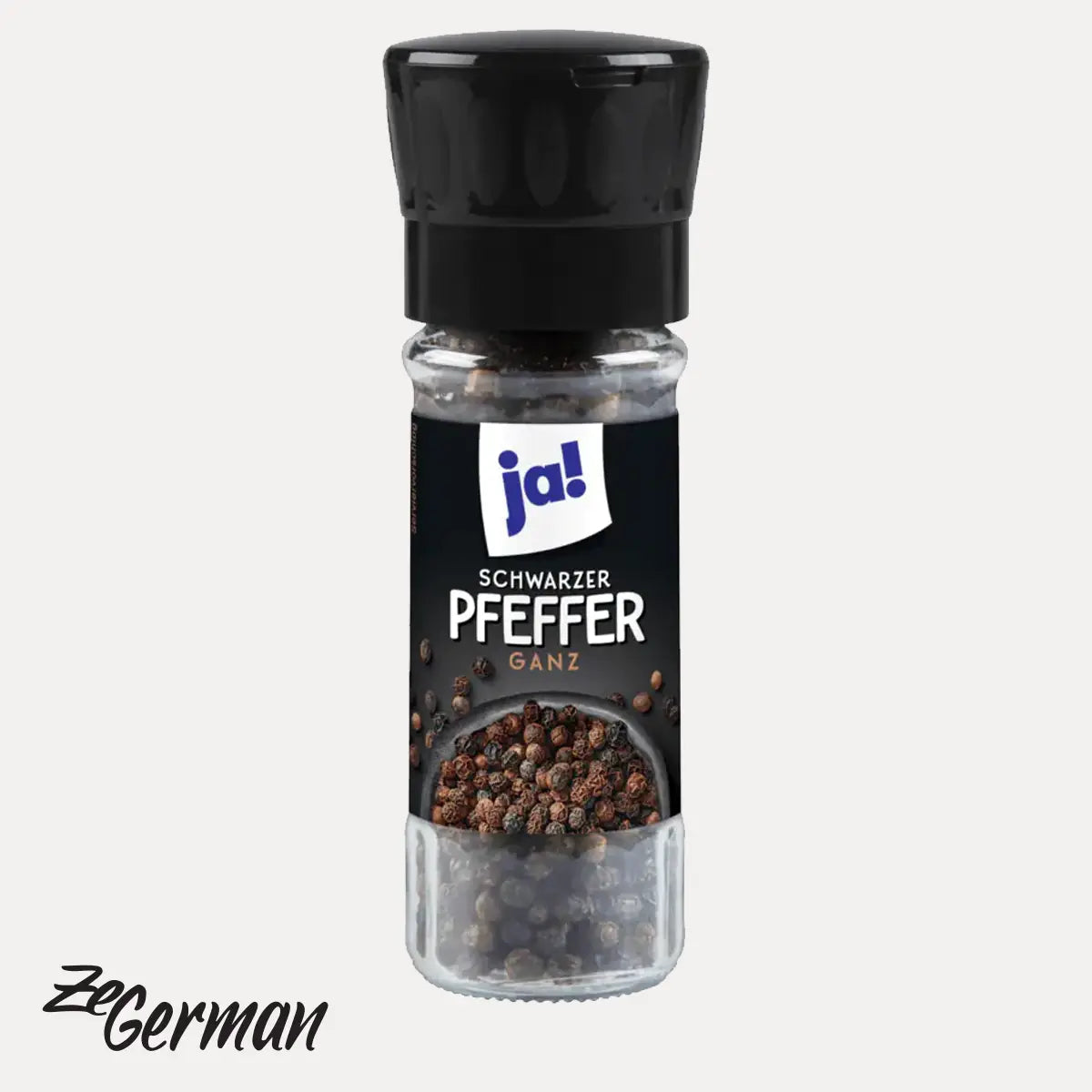 Black pepper, whole, 50 g jar with grinder