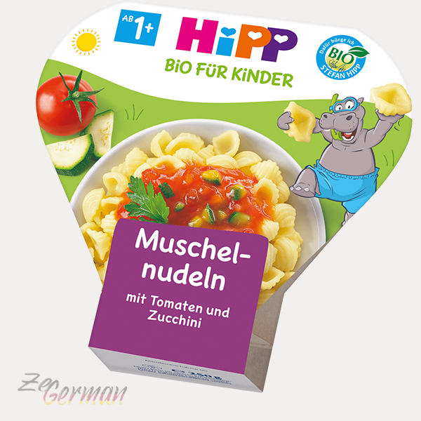 'Kinderteller' Organic pasta shell pasta with tomatoes and zucchini, 250 g (from 1 year)